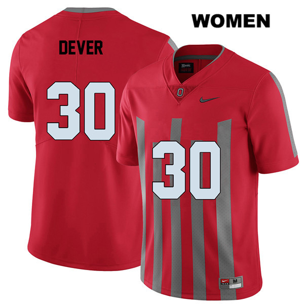 Ohio State Buckeyes Women's Kevin Dever #30 Red Authentic Nike Elite College NCAA Stitched Football Jersey KV19I61AA